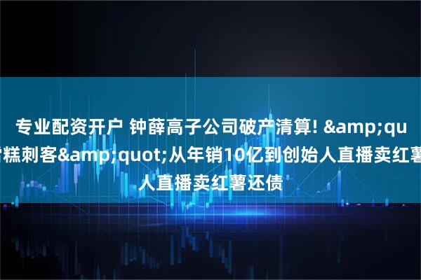 专业配资开户 钟薛高子公司破产清算! "雪糕刺客"从年销10亿到创始人直播卖红薯还债